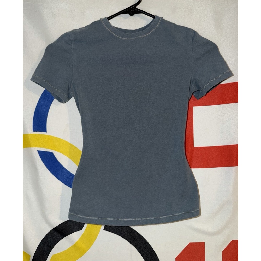 Skims T Shirt Womens XS Blue Baby Tee Stretch Kim Kardashian